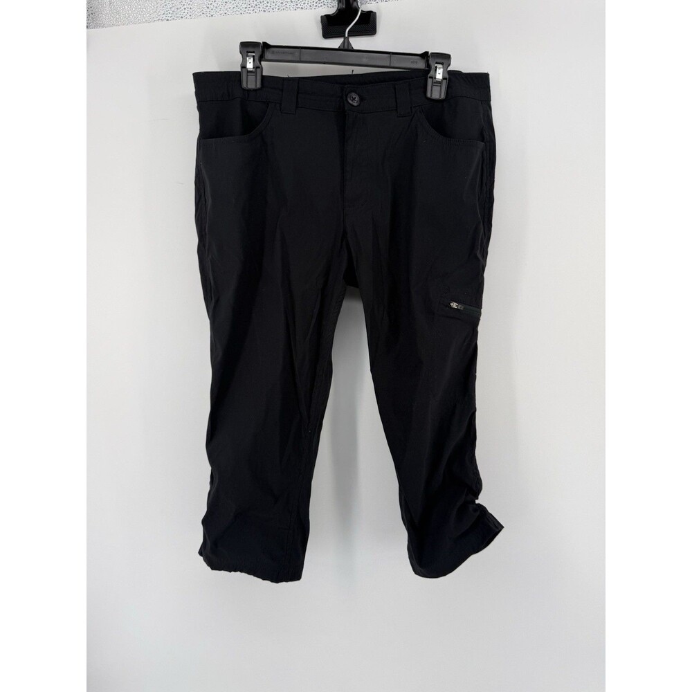 Eddie Bauer Womens 12 Black Cargo Capris Pants Hiking Outdoor Gorpcore Travel